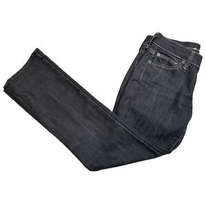 7 For All Mankind Straight Jeans Women's Size 25 Dark Wash Gold Stitching 25x27